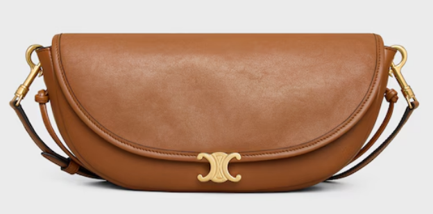 CELINE LITTLE HALFMOON SOFT TRIOMPHE IN SUPPLE SHINY LAMBSKIN 73778 SOFT TAN