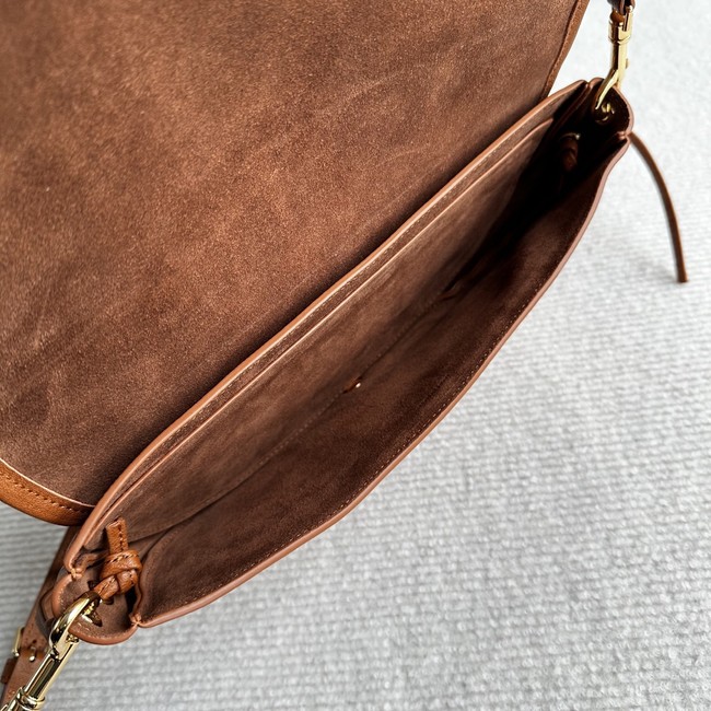 CELINE LITTLE HALFMOON SOFT TRIOMPHE IN SUPPLE SHINY LAMBSKIN 73778 SOFT TAN