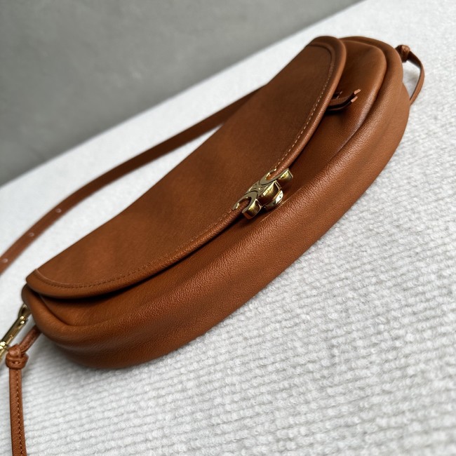 CELINE LITTLE HALFMOON SOFT TRIOMPHE IN SUPPLE SHINY LAMBSKIN 73778 SOFT TAN