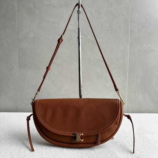 CELINE LITTLE HALFMOON SOFT TRIOMPHE IN SUPPLE SHINY LAMBSKIN 73778 SOFT TAN