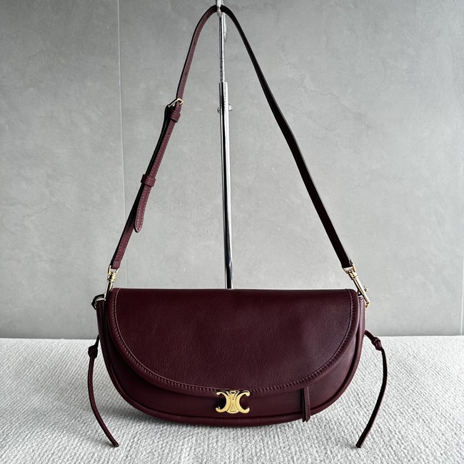 CELINE LITTLE HALFMOON SOFT TRIOMPHE IN SUPPLE SHINY LAMBSKIN 73778 SYRAH
