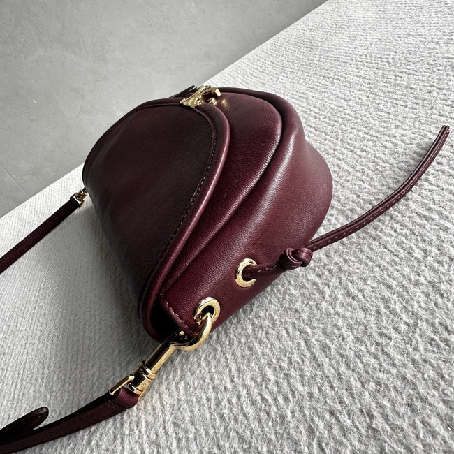 CELINE LITTLE HALFMOON SOFT TRIOMPHE IN SUPPLE SHINY LAMBSKIN 73778 SYRAH