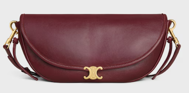 CELINE LITTLE HALFMOON SOFT TRIOMPHE IN SUPPLE SHINY LAMBSKIN 73778 SYRAH