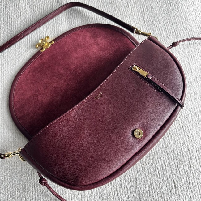 CELINE LITTLE HALFMOON SOFT TRIOMPHE IN SUPPLE SHINY LAMBSKIN 73778 SYRAH
