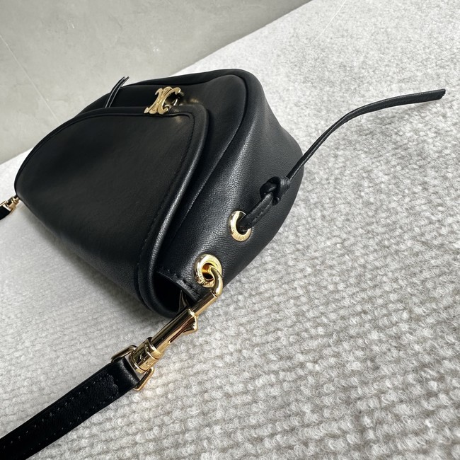 CELINE LITTLE HALFMOON SOFT TRIOMPHE IN SUPPLE SHINY LAMBSKIN 73778 black