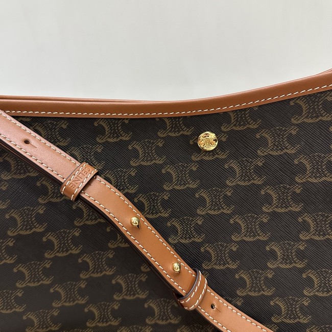 CELINE SOFT SHOPPER BAG IN Triomphe Canvas and Calfskin 123912 TAN