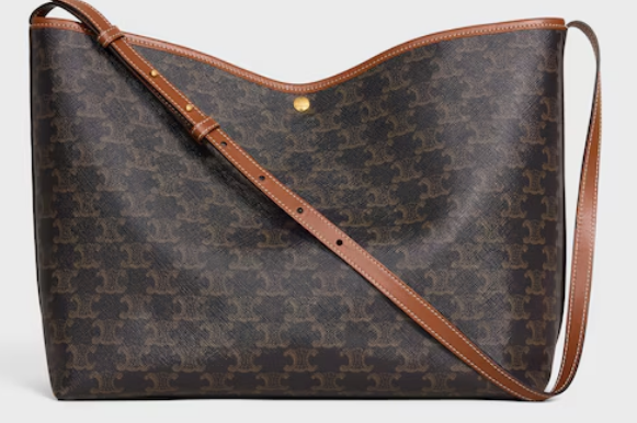 CELINE SOFT SHOPPER BAG IN Triomphe Canvas and Calfskin 123912 TAN