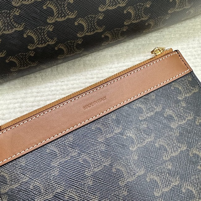 CELINE SOFT SHOPPER BAG IN Triomphe Canvas and Calfskin 123912 TAN