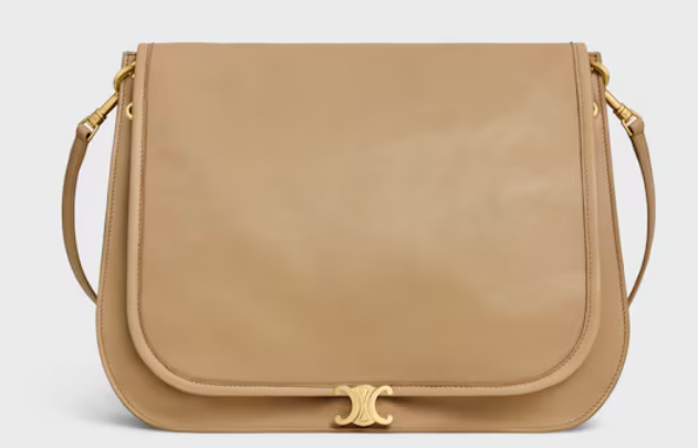 CELINE SOFT TRIOMPHE BESACE IN SUPPLE SHINY LAMBSKIN 123632 SANDCASTLE