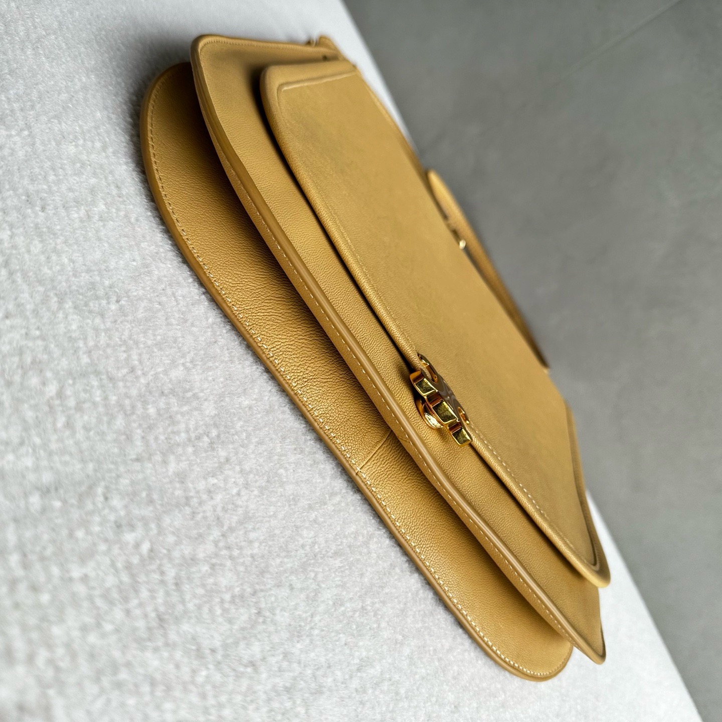 CELINE SOFT TRIOMPHE BESACE IN SUPPLE SHINY LAMBSKIN 123632 SANDCASTLE