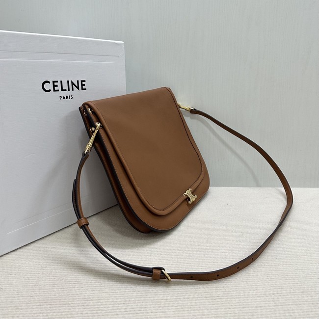 CELINE SOFT TRIOMPHE BESACE IN SUPPLE SHINY LAMBSKIN 123632 SOFT TAN