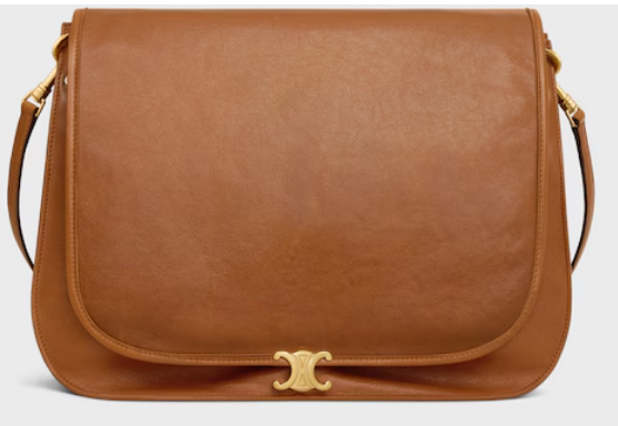 CELINE SOFT TRIOMPHE BESACE IN SUPPLE SHINY LAMBSKIN 123632 SOFT TAN