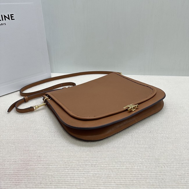 CELINE SOFT TRIOMPHE BESACE IN SUPPLE SHINY LAMBSKIN 123632 SOFT TAN