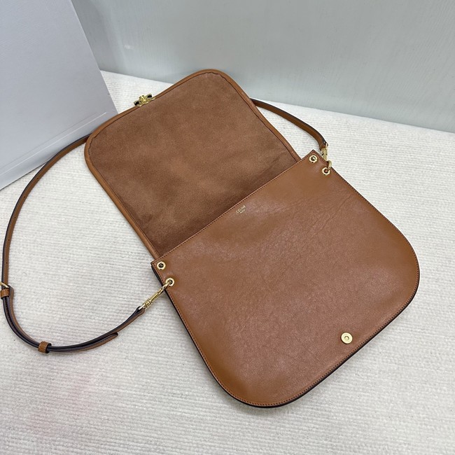 CELINE SOFT TRIOMPHE BESACE IN SUPPLE SHINY LAMBSKIN 123632 SOFT TAN