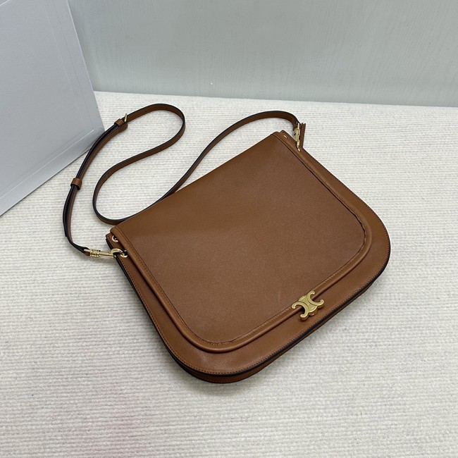CELINE SOFT TRIOMPHE BESACE IN SUPPLE SHINY LAMBSKIN 123632 SOFT TAN