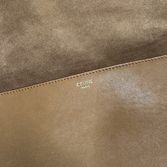 CELINE SOFT TRIOMPHE BESACE IN SUPPLE SHINY LAMBSKIN 123632 SOFT TAN