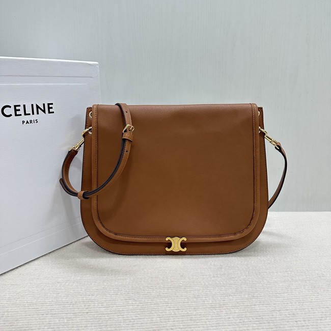 CELINE SOFT TRIOMPHE BESACE IN SUPPLE SHINY LAMBSKIN 123632 SOFT TAN