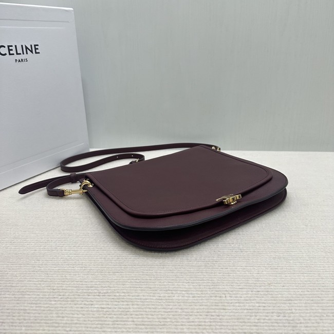 CELINE SOFT TRIOMPHE BESACE IN SUPPLE SHINY LAMBSKIN 123632 SYRAH