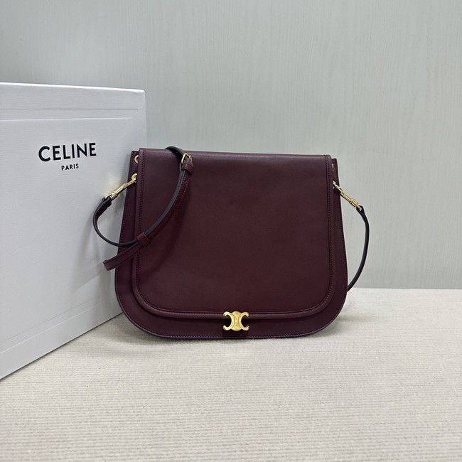 CELINE SOFT TRIOMPHE BESACE IN SUPPLE SHINY LAMBSKIN 123632 SYRAH