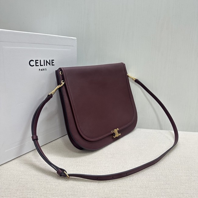 CELINE SOFT TRIOMPHE BESACE IN SUPPLE SHINY LAMBSKIN 123632 SYRAH