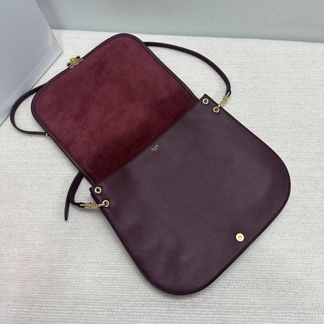 CELINE SOFT TRIOMPHE BESACE IN SUPPLE SHINY LAMBSKIN 123632 SYRAH
