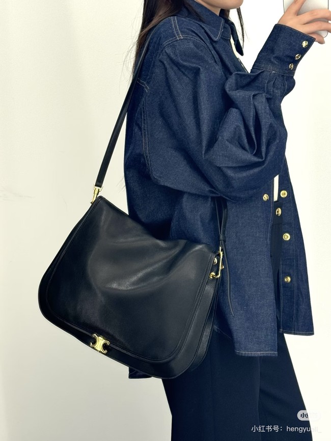 CELINE SOFT TRIOMPHE BESACE IN SUPPLE SHINY LAMBSKIN 123632 black