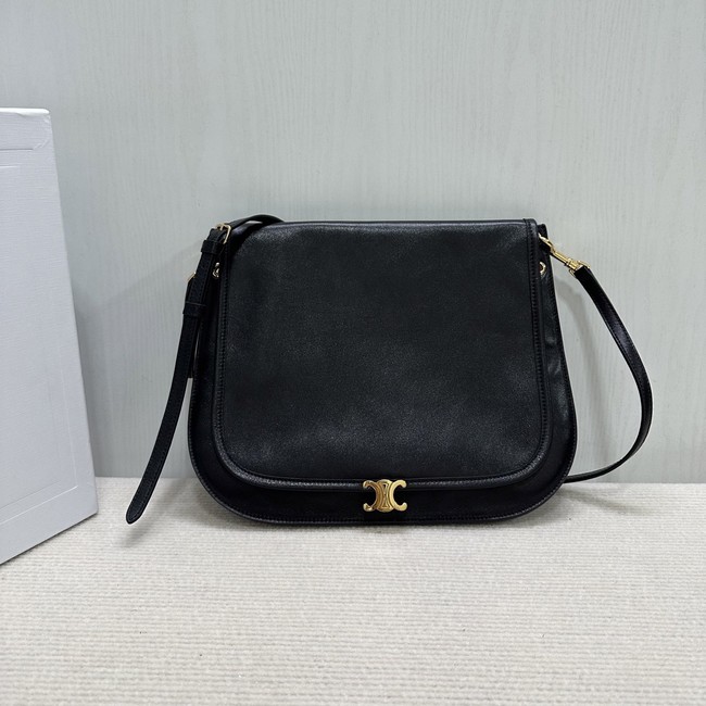CELINE SOFT TRIOMPHE BESACE IN SUPPLE SHINY LAMBSKIN 123632 black