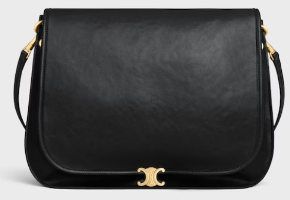 CELINE SOFT TRIOMPHE BESACE IN SUPPLE SHINY LAMBSKIN 123632 black