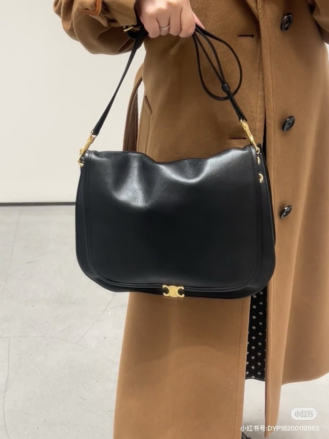CELINE SOFT TRIOMPHE BESACE IN SUPPLE SHINY LAMBSKIN 123632 black