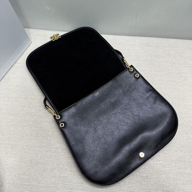 CELINE SOFT TRIOMPHE BESACE IN SUPPLE SHINY LAMBSKIN 123632 black