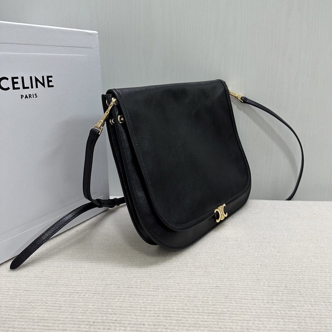 CELINE SOFT TRIOMPHE BESACE IN SUPPLE SHINY LAMBSKIN 123632 black