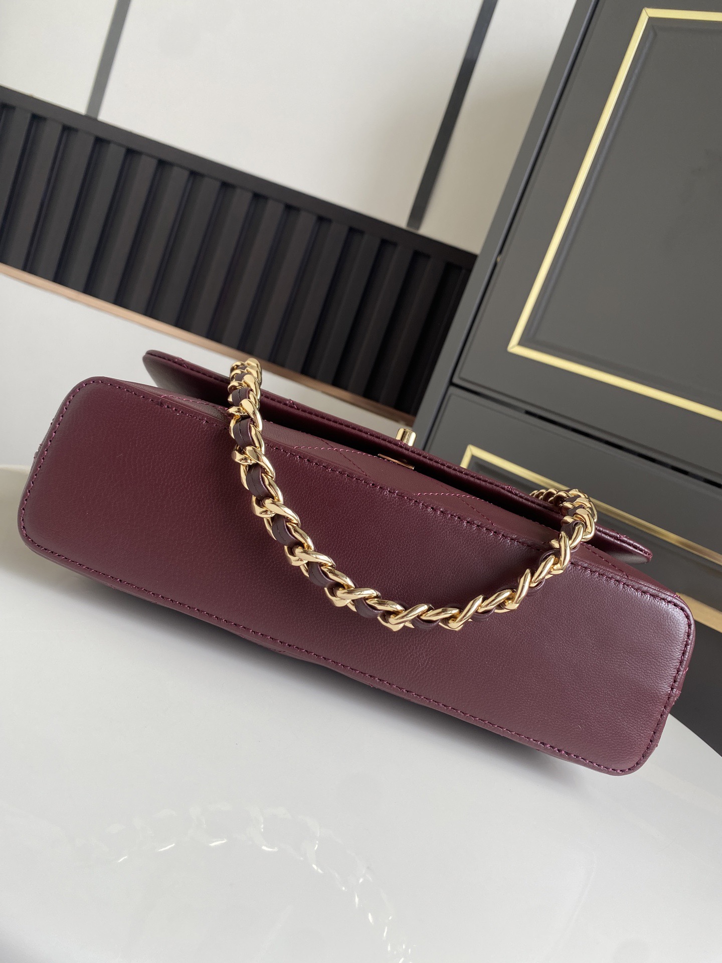 CHANEL Lambskin Flap Bag AS6112 Dark Burgundy