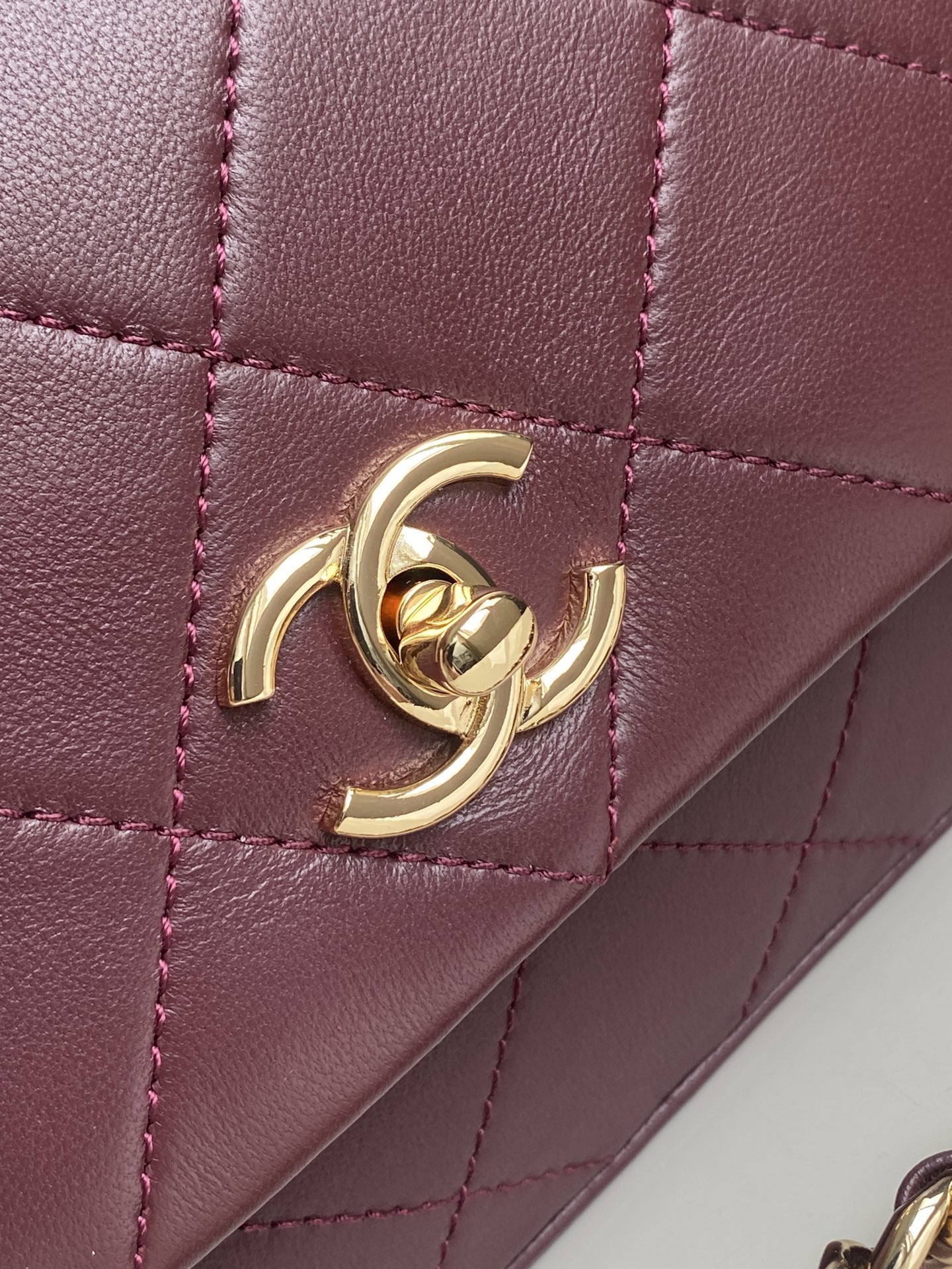 CHANEL Lambskin Flap Bag AS6112 Dark Burgundy