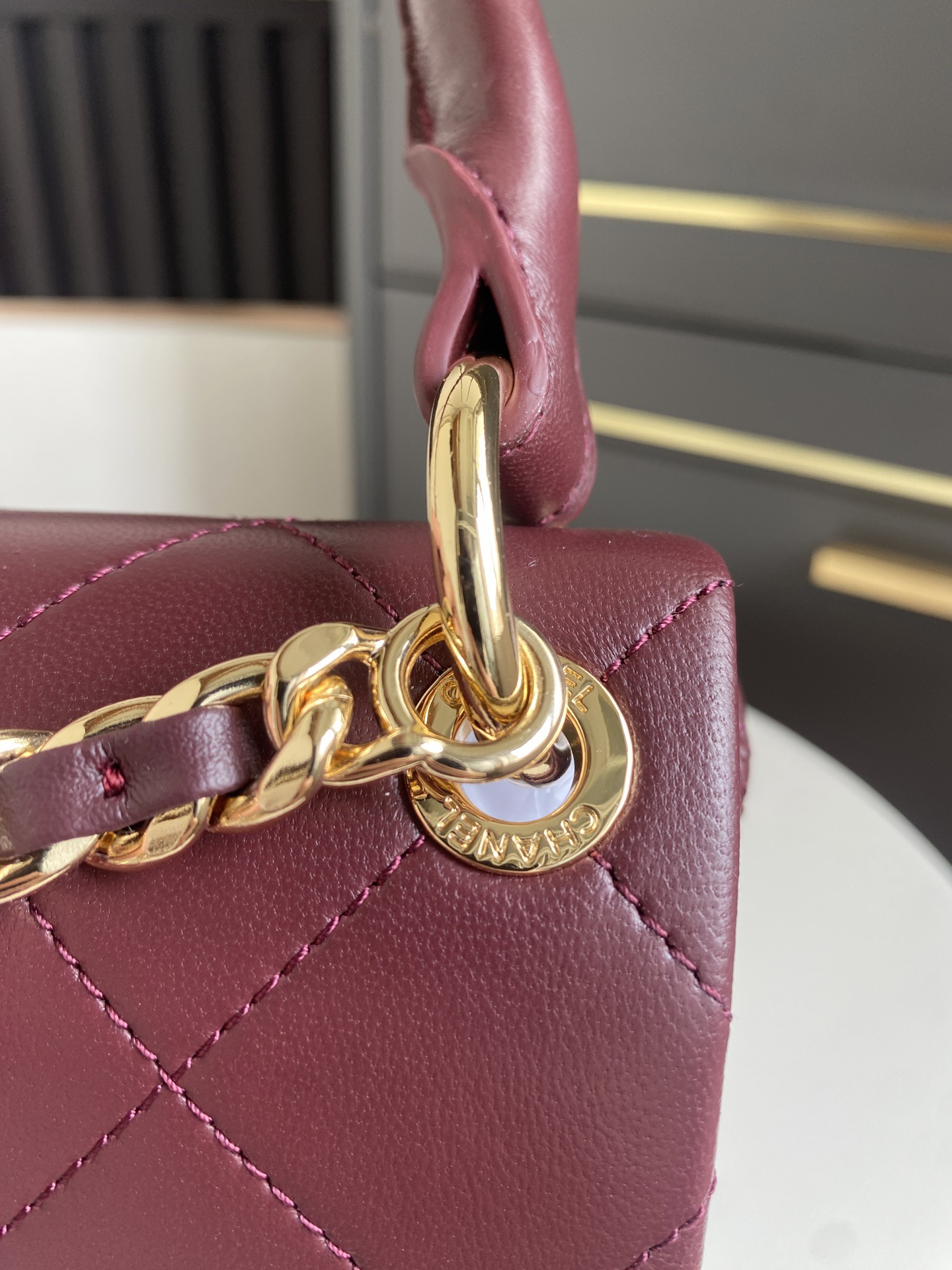 CHANEL Lambskin Flap Bag AS6112 Dark Burgundy