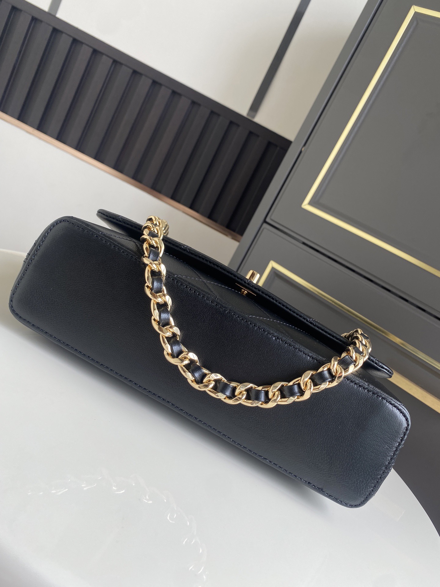 CHANEL Lambskin Flap Bag AS6112 black