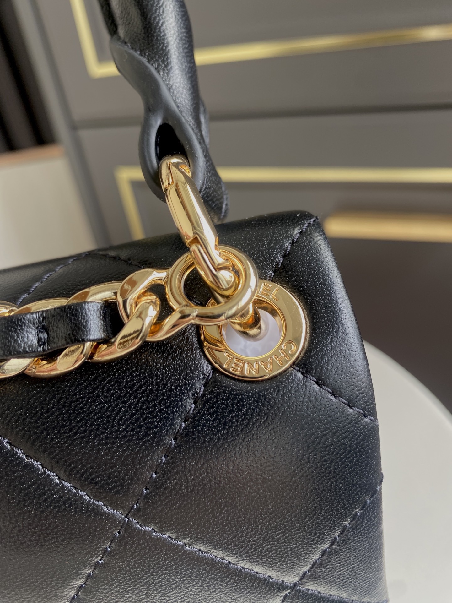 CHANEL Lambskin Flap Bag AS6112 black
