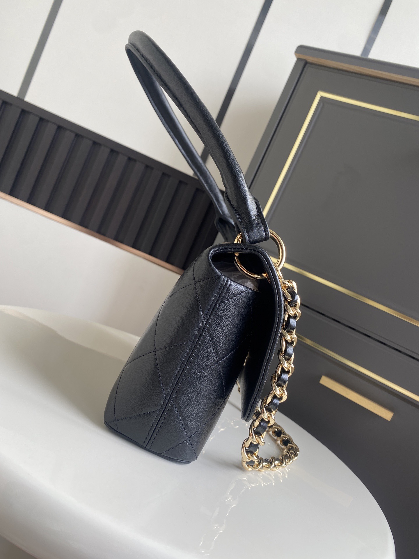 CHANEL Lambskin Flap Bag AS6112 black