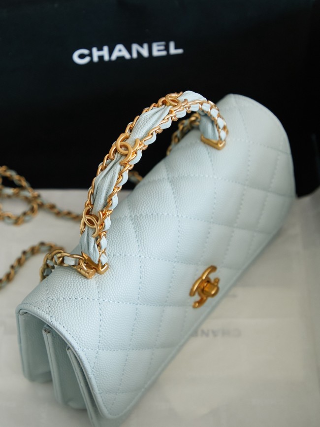 CHANEL Mini Flap Bag with Top Handle AP4798 light blue