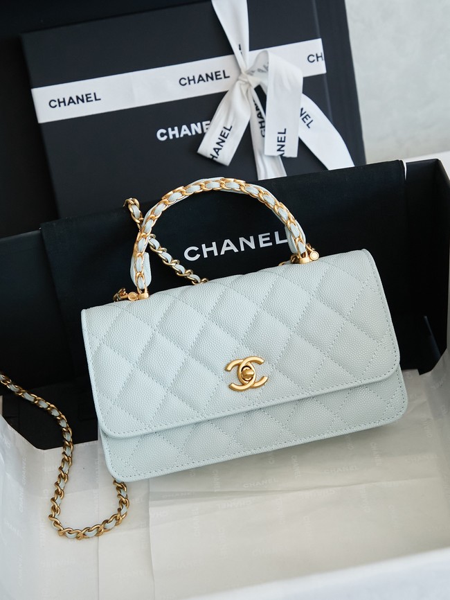 CHANEL Mini Flap Bag with Top Handle AP4798 light blue