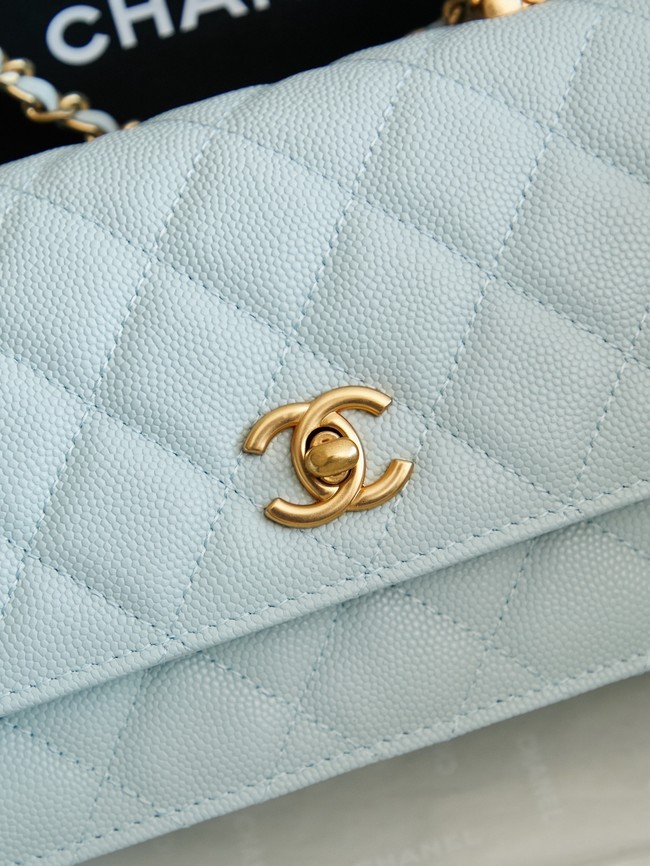 CHANEL Mini Flap Bag with Top Handle AP4798 light blue