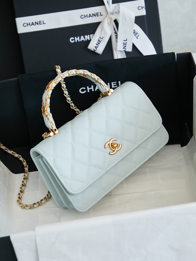 CHANEL Mini Flap Bag with Top Handle AP4798 light blue