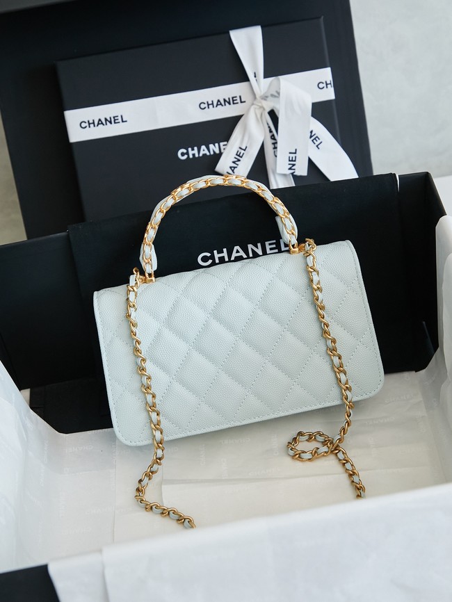 CHANEL Mini Flap Bag with Top Handle AP4798 light blue