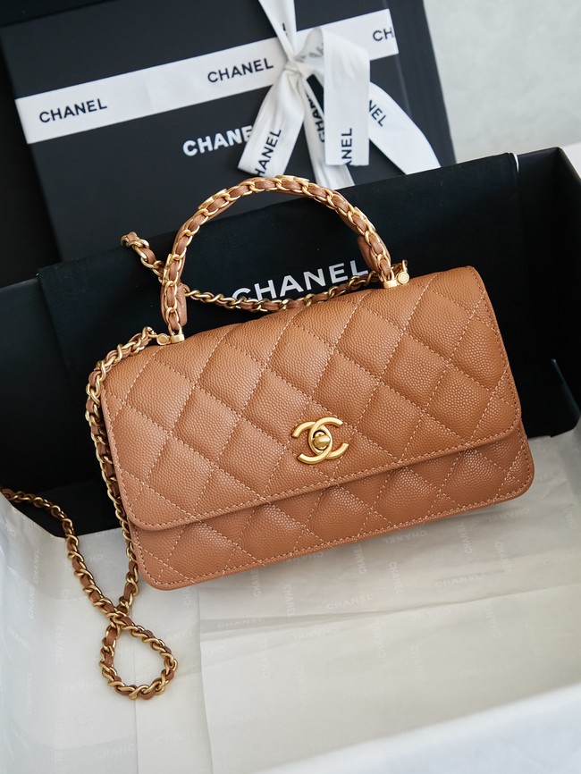 CHANEL Mini Flap Bag with Top Handle AP4798 tan