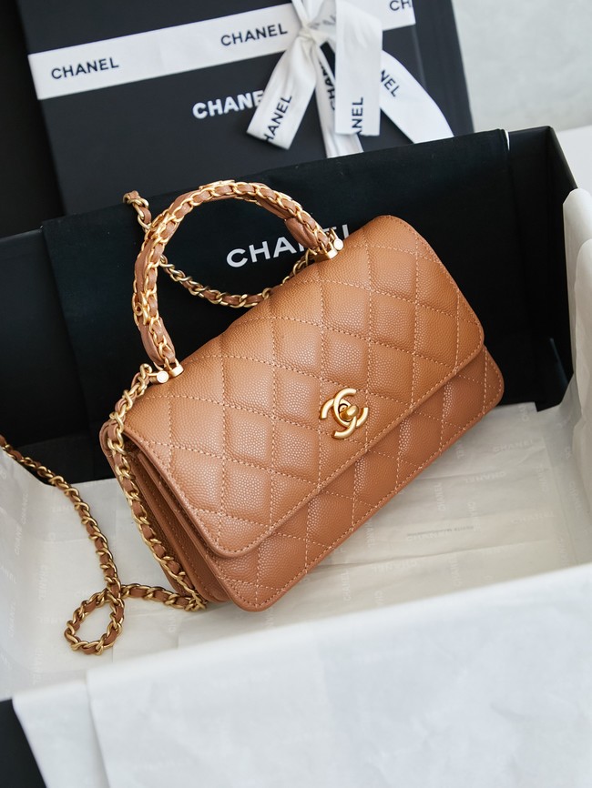 CHANEL Mini Flap Bag with Top Handle AP4798 tan