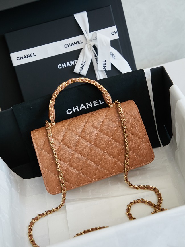 CHANEL Mini Flap Bag with Top Handle AP4798 tan