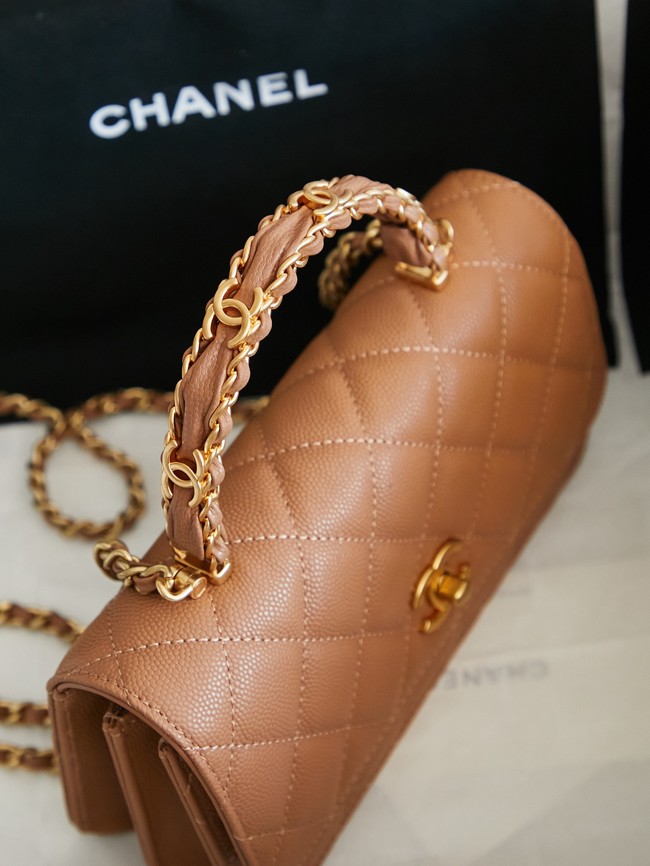 CHANEL Mini Flap Bag with Top Handle AP4798 tan