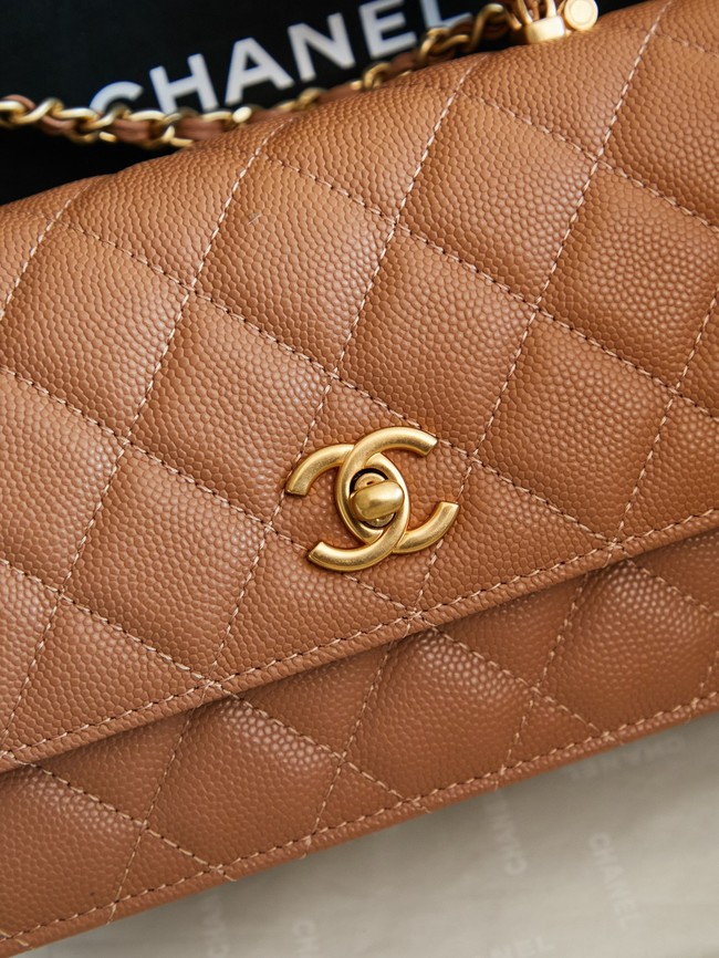 CHANEL Mini Flap Bag with Top Handle AP4798 tan