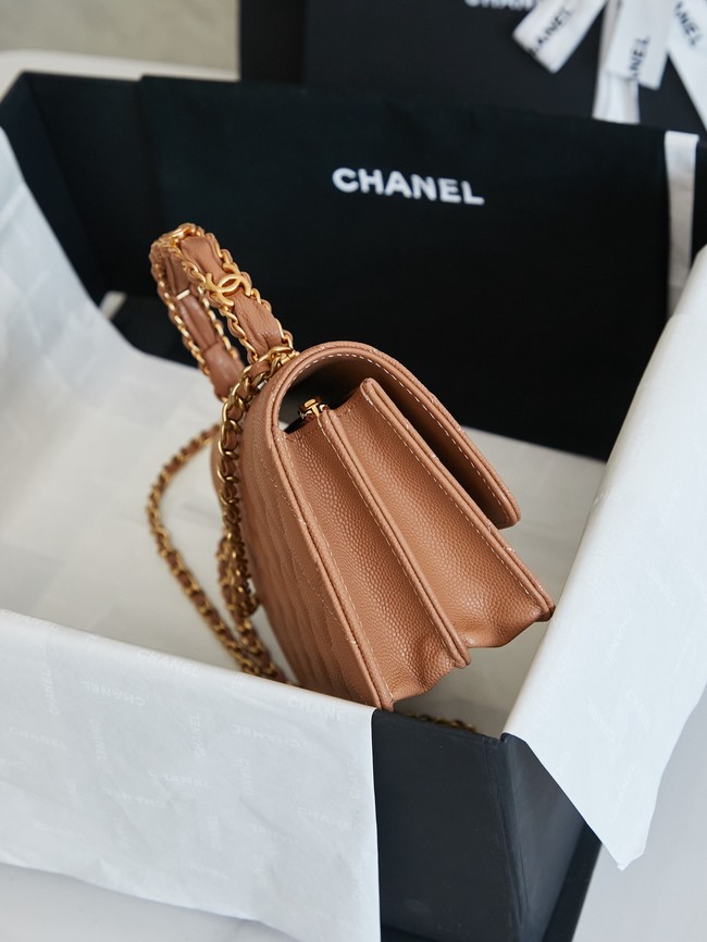 CHANEL Mini Flap Bag with Top Handle AP4798 tan