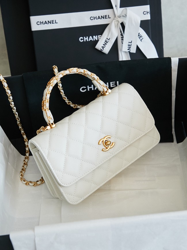 CHANEL Mini Flap Bag with Top Handle AP4798 white