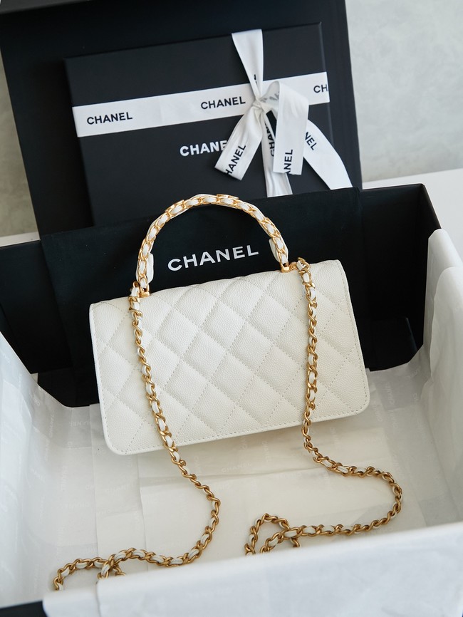 CHANEL Mini Flap Bag with Top Handle AP4798 white